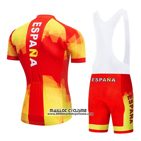 2019 Maillot Ciclismo Espagne Rouge et Jaune Manches Courtes et Cuissard